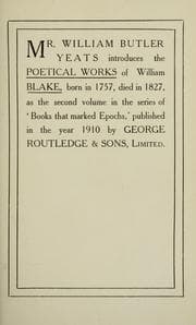 Tapa de Mr. William Butler Yeats introduces the poetical works of William Blake