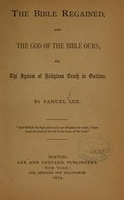 Tapa de The Bible regained...