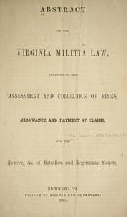 Tapa de Abstract of the Virginia militia law