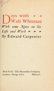 Tapa de Days with Walt Whitman, with some notes on his life and work