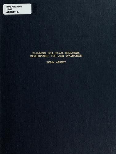 Tapa de Planning for naval research, development, test and evaluation