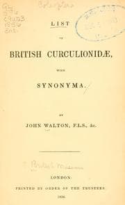 Tapa de List of British Curculonidae with synonyma