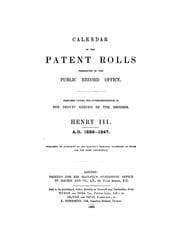 Tapa de Patent Rolls of the Reign of Henry III.: Preserved in the Public Record Office