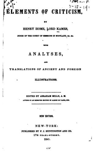 Tapa de Elements of Criticism