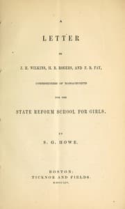 Tapa de A letter to J.H. Wilkins, H.B. Rogers, and F.B. Fay, commissioners of Massachusetts for the State reform school for girls