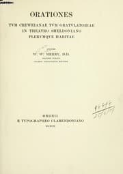 Tapa de Orationes tum Creweianae tum gratulatoriae in Theatro Sheldoniano plerumque habitae
