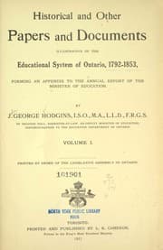 Tapa de Historical and other papers and documents illustrative of the educational system of Ontario, 1791-1853