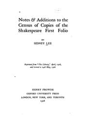Tapa de Notes & additions to the census of copies of the Shakespeare first folio