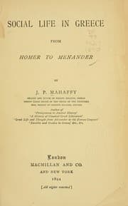 Tapa de Social life in Greece from Homer to Menander