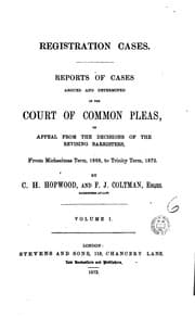 Tapa de Registration Cases: Reports of Cases Argued and Determined in the Court of Common Pleas, on ...
