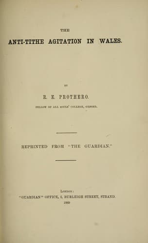 Tapa de The anti-tithe agitation in Wales