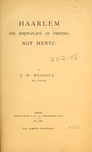 Tapa de Haarlem, the birthplace of printing, not Mentz