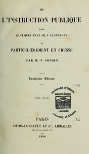 Tapa de De l'instruction publique dans quelques pays de l'Allemagne et particulièrement en Prusse