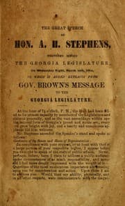 Tapa de The great speech of Hon. A.H. Stephens