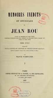 Tapa de Mémoires inédits et opuscules de Jean Rou