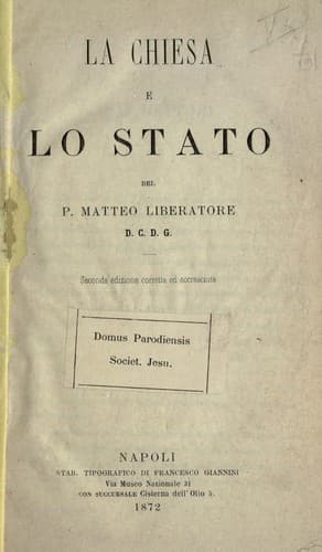 Tapa de La chiesa e lo stato