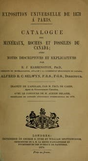 Tapa de Catalogue des minéraux, roches et fossiles du Canada