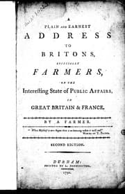 Tapa de A plain and earnest address to Britons, especially farmers