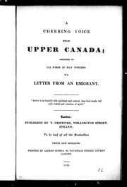 Tapa de A cheering voice from Upper Canada