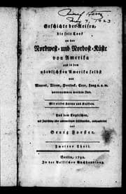 Tapa de Geschichte der Reisen, die seit Cook an der Nordwest-und Nordost-Kü ste von Amerika und in dem noFrdlichsten Amerika selbst von Meares, Dixon, Portlock, Coxe, Long u. a. m. unternommen worden sind