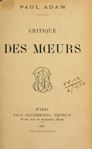 Tapa de Critique des moeurs