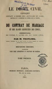 Tapa de Du contrat de mariage et des droits respectifs des époux