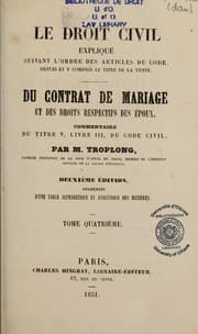 Tapa de Du contrat de mariage et des droits respectifs des époux