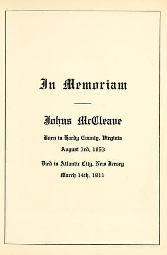 Tapa de In memoriam, Johns McCleave