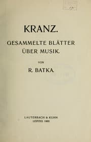 Tapa de Kranz. Gesammelte Blätter über Musik