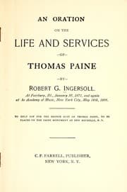 Tapa de An oration on the life and services of Thomas Paine