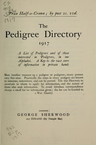 Tapa de The pedigree directory, 1917