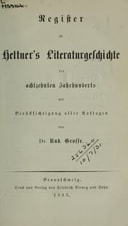 Tapa de Register zu Hettner's Literaturgeschichte des achtzehnten Jahrhunderts