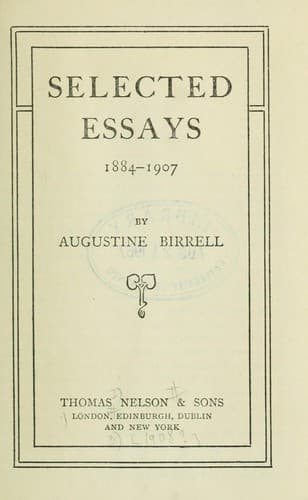 Tapa de Selected essays, 1884-1907