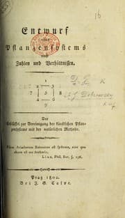 Tapa de Entwurf eines Pflanzensystems nach Zahlen und Verhältnissen ... Der Schlüssel zur Vereinigung der künstilichen Pflanzensysteme mit der natürlichen Methode, &c
