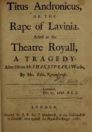 Tapa de Titus Andronicus or the Rape of Lavinia