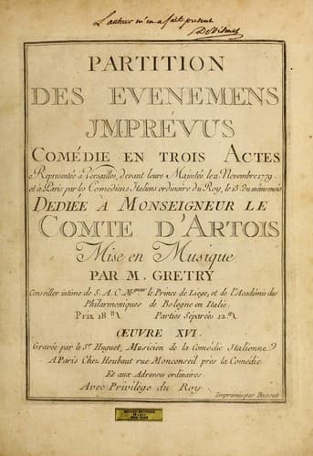 Tapa de Partition des Evenemens jmprévus