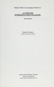 Tapa de Study guide to accompany Hurley's A concise introduction to logic