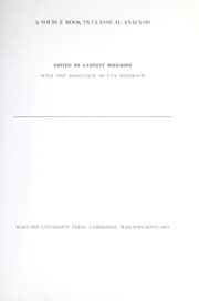 Tapa de A source book in classical analysis
