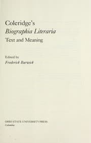 Tapa de Coleridge's Biographia literaria : text and meaning