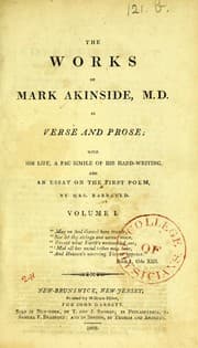 Tapa de The works of Mark Akenside, M.D. in verse and prose