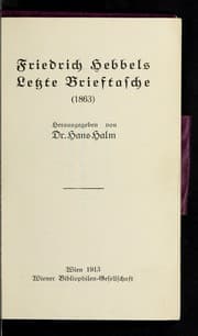 Tapa de Friedrich Hebbels Letzte Brieftasche (1863)