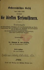 Tapa de Oesterreichisches gesetz vom jahre 1806 betreffend die direkten personalsteuern