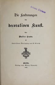 Tapa de Die Forderungen der decorativen Kunst