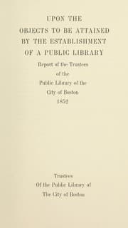 Tapa de Upon the objects to be attained by the establishment of a public library