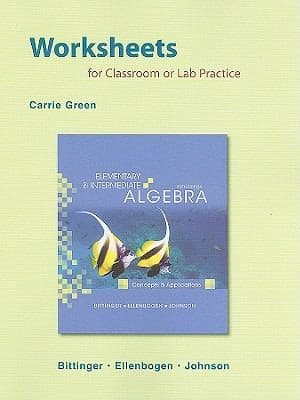 Tapa de Elementary And Intermediate Algebra Worksheets For Classroom Or Lab Practice Concepts And Applications
