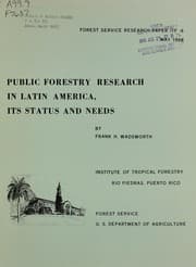 Tapa de Public forestry research in Latin America, its status and needs