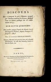 Tapa de Discours qui a remporte le prix d'histoire propose par l'Institut national de France, de cerne dans sa se ance publique du 15 vende miaire an 9, sur cette question, Par quelles causes l'esprit de liberte s'est-il de veloppe en France, depuis Franc ʹois Ier jusqu'en 1789?
