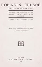 Tapa de Robinson Crusoe, his life on a desert island