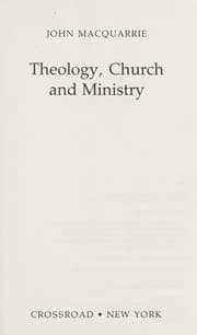 Tapa de Theology, church, and ministry