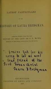 Tapa de Latest particulars of the history of Laura Bridgman